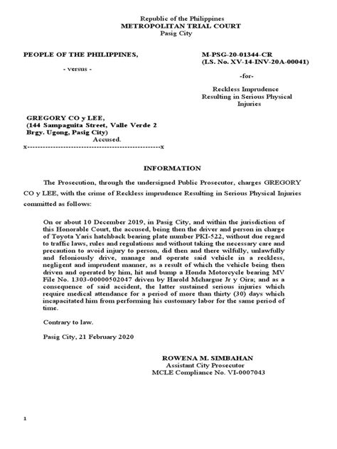 reckless imprudence resulting to physical injuries|PHILIPPINE LAWS, STATUTES & CODES .